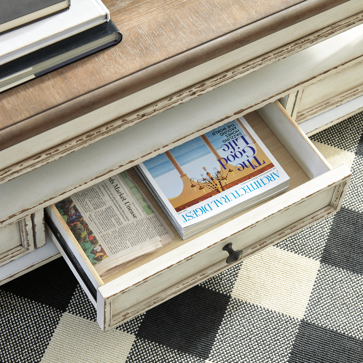 Realyn Coffee Table with 1 End Table in White/Brown from Ashley Furniture - Luna Furniture