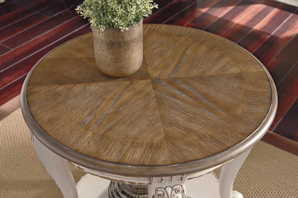 Realyn Coffee Table with 2 End Tables in White/Brown from Ashley Furniture - Luna Furniture