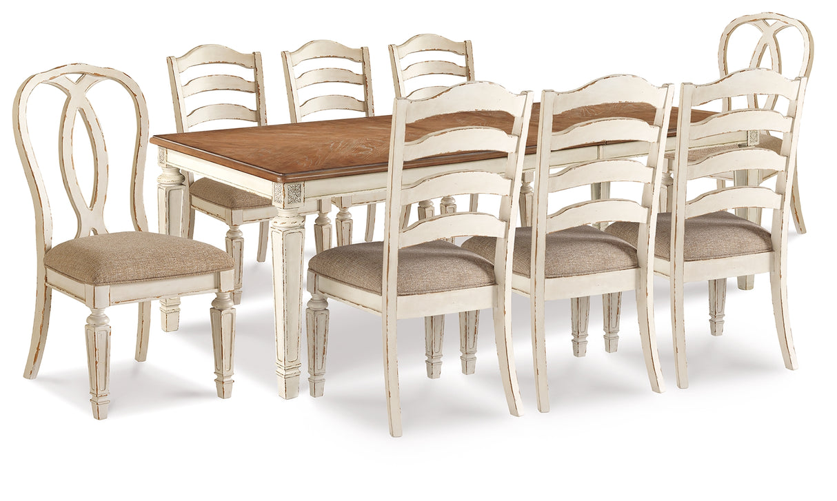 Realyn Dining Table and 8 Chairs in Chipped White from Ashley - Luna Furniture