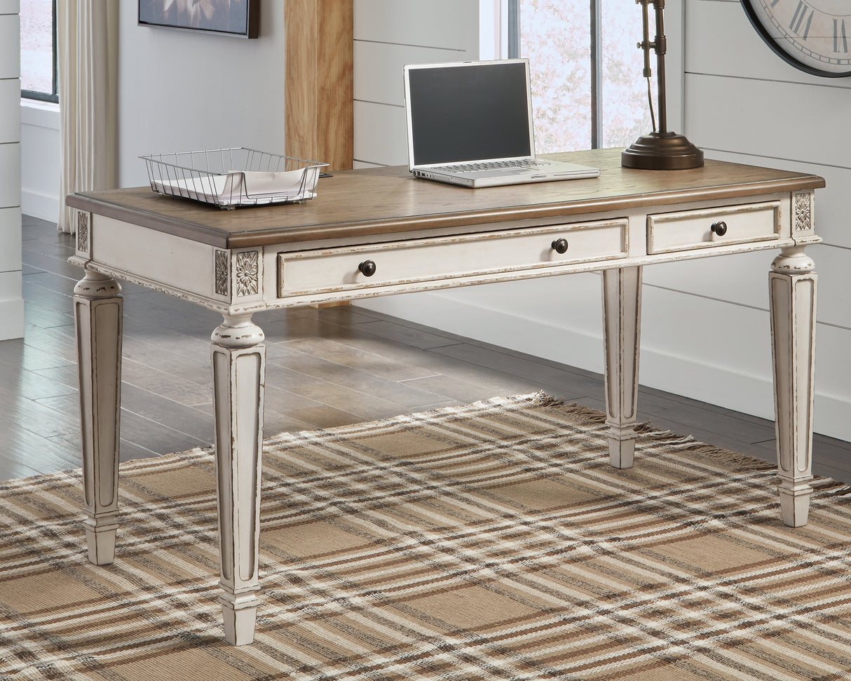Realyn Home Office Desk and Storage in White/Brown from Ashley - Luna Furniture