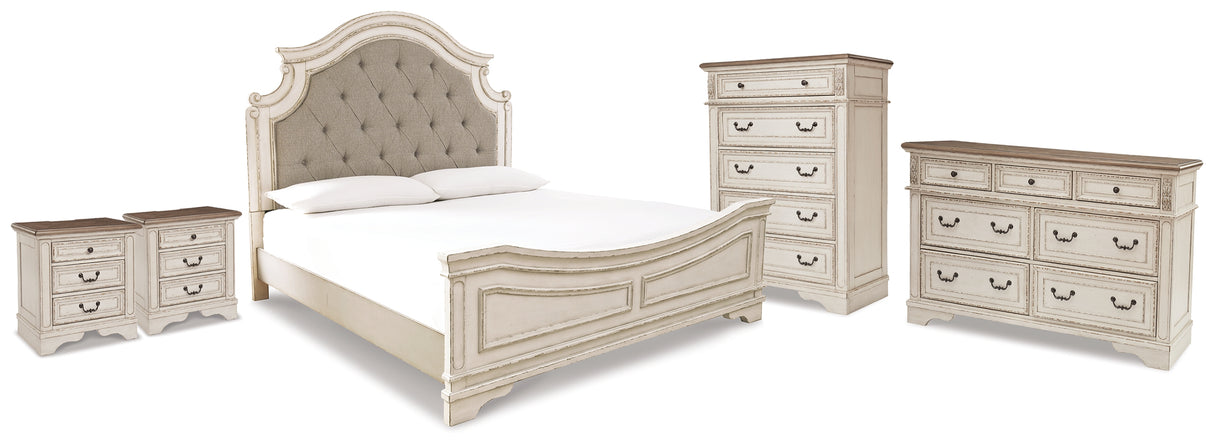 Realyn King Panel Bed, Dresser, Chest and 2 Nightstands from Ashley - Luna Furniture