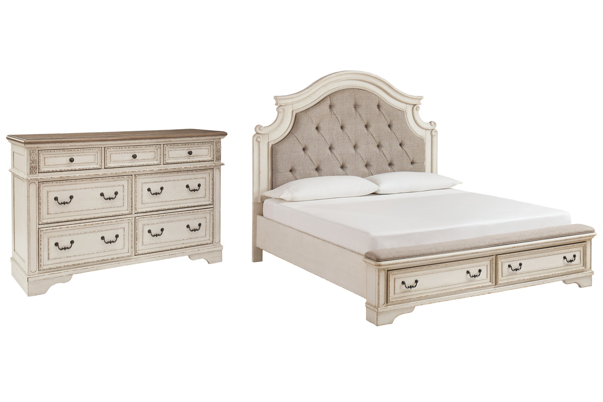 Realyn King Upholstered Bed with Dresser in Two-tone from Ashley - Luna Furniture