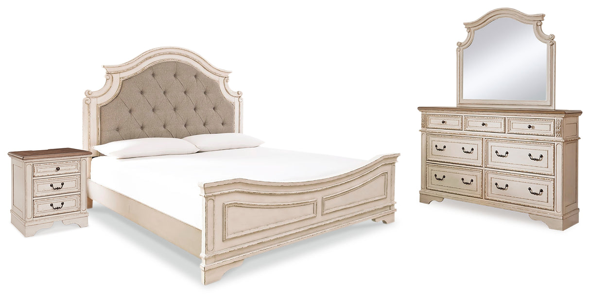 Realyn Two-tone California King Panel Bed, Dresser, Mirror and Nightstand from Ashley - Luna Furniture