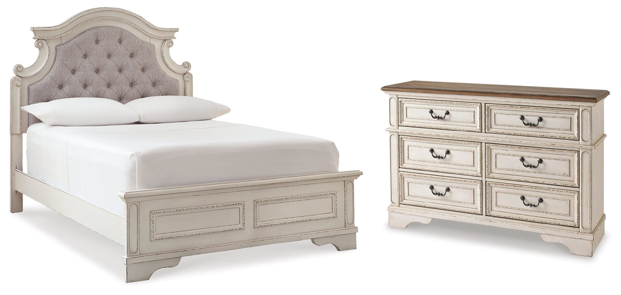 Realyn Two-tone Full Upholstered Panel Bed with Dresser from Ashley - Luna Furniture