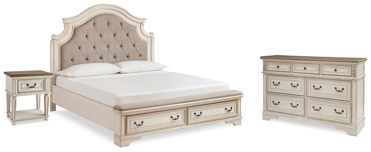 Realyn Two-tone King Storage Bed, Dresser and Nightstand from Ashley - Luna Furniture