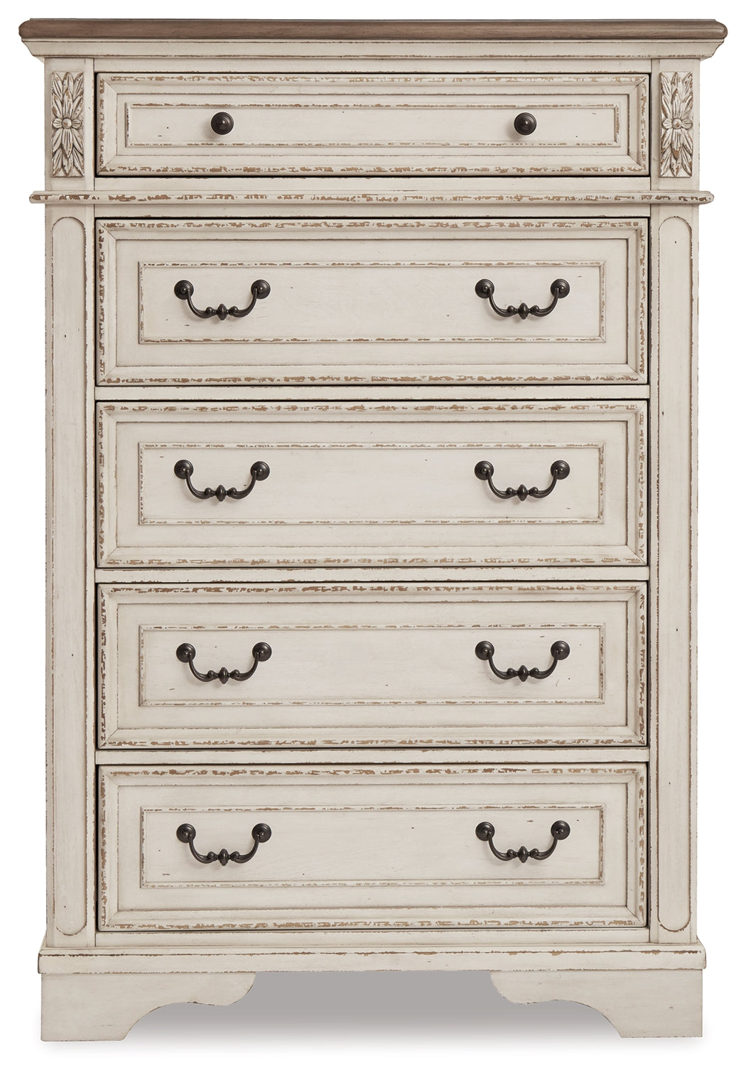 Realyn Two-tone Queen Upholstered Sleigh Bed and Chest from Ashley Furniture - Luna Furniture