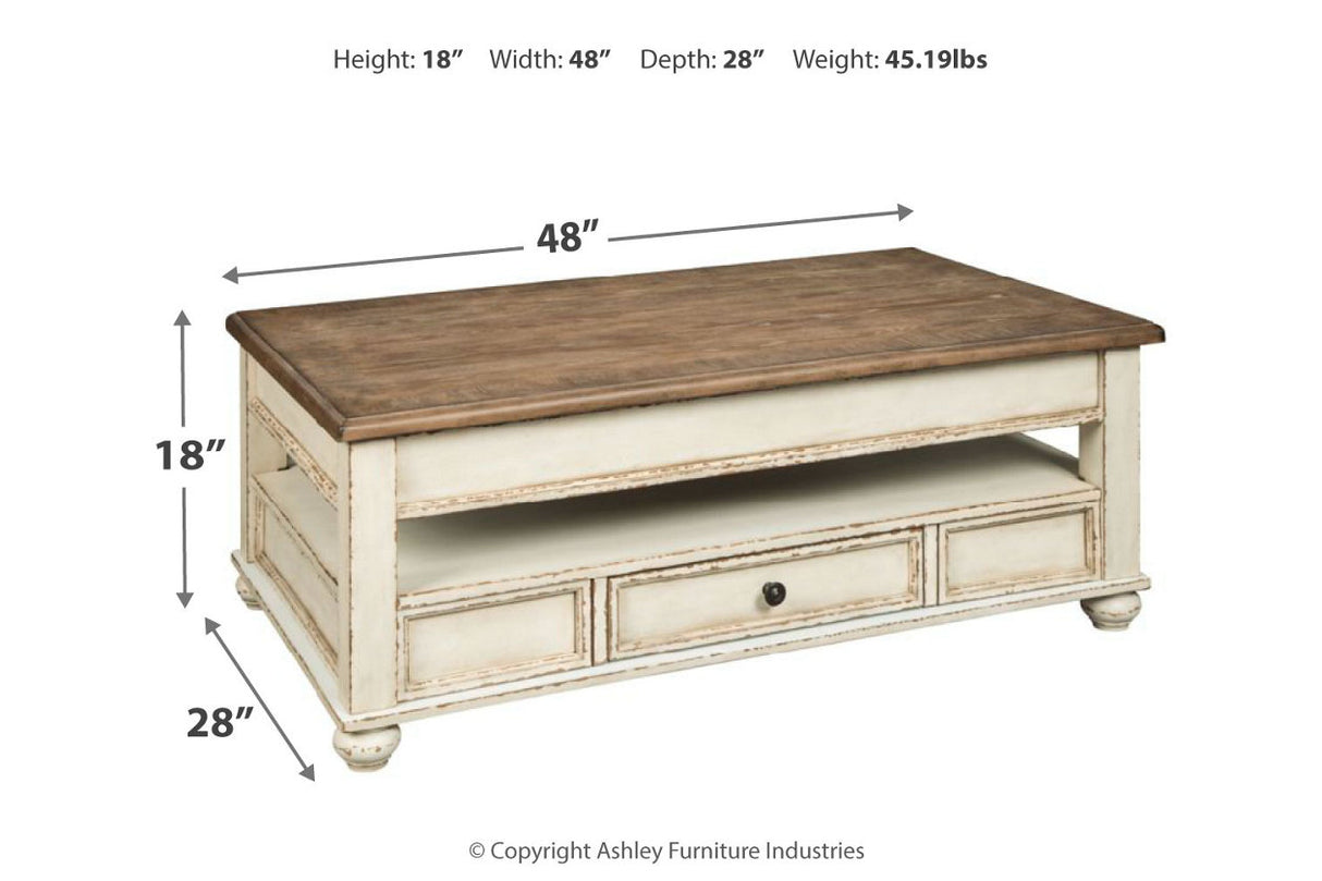 Realyn White/Brown Coffee Table and 2 Chairside End Tables from Ashley - Luna Furniture