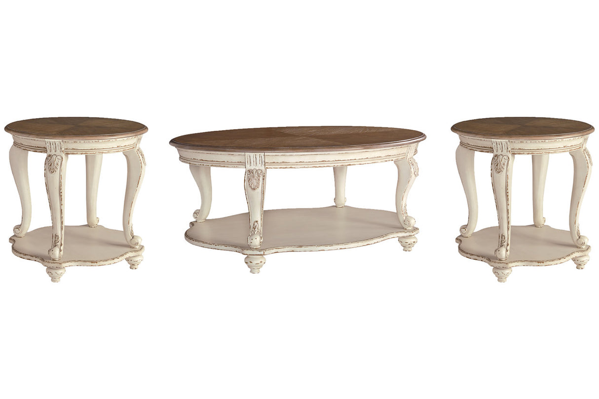 Realyn White/Brown Coffee Table and 2 End Tables from Ashley - Luna Furniture
