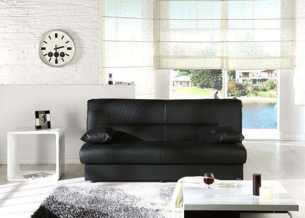 Regata Escudo Black PU 3-Seat Sleeper Sofa