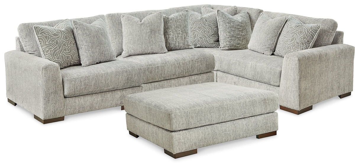Regent Park Pewter 4-Piece Sectional with Ottoman from Ashley - Luna Furniture