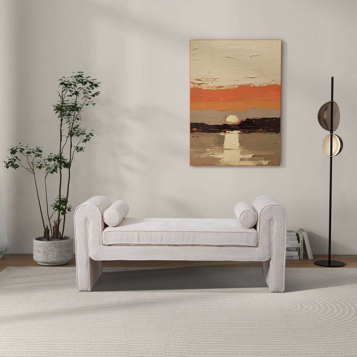 Regent Bench in Cream Chenille from Ashcroft Furniture - Luna Furniture