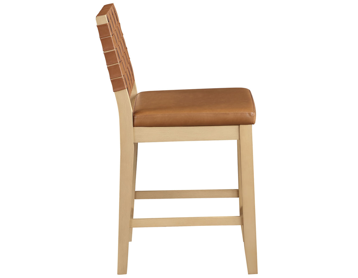 Reid Camel Vegan Leather 30″ Bar Stool, Sand Finish, Set of 2 from Steve Silver - Luna Furniture