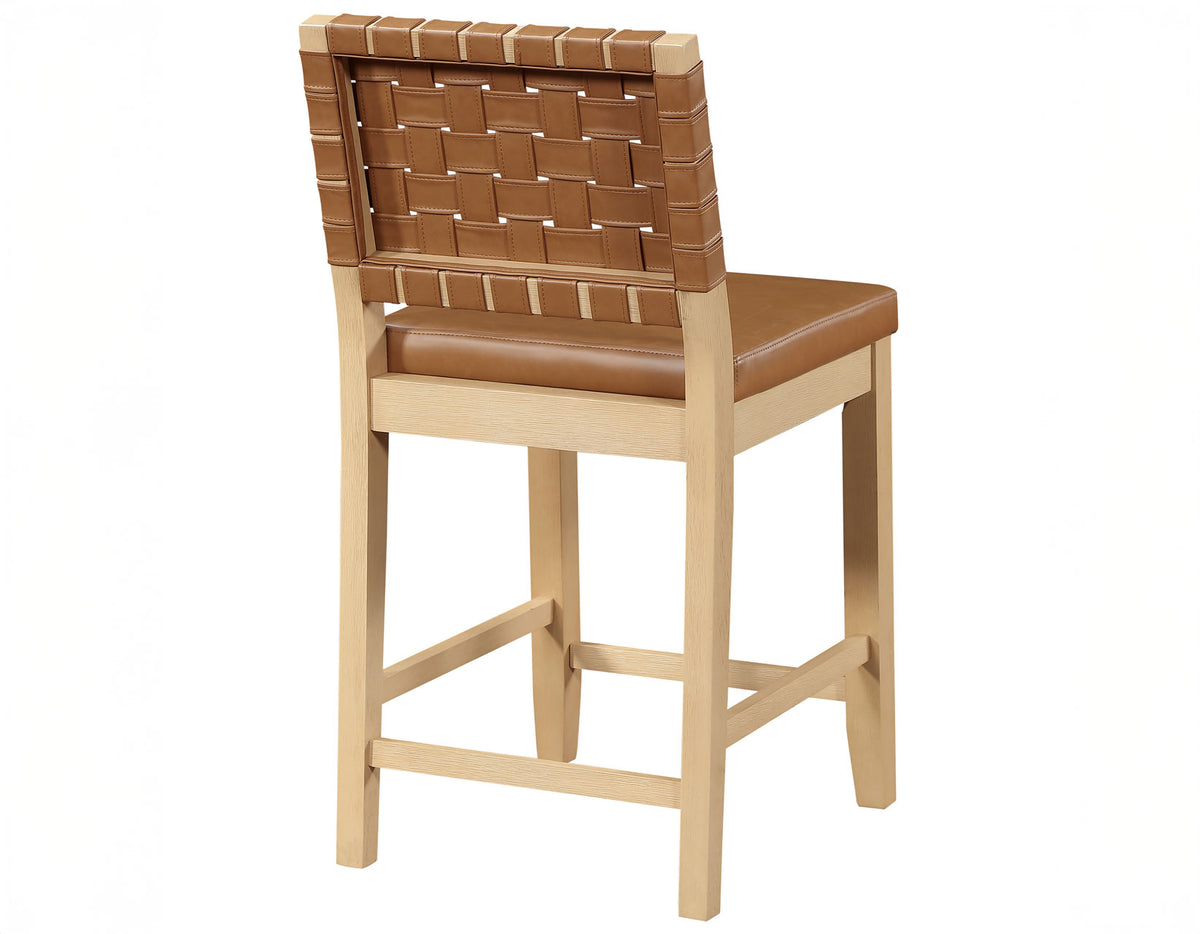 Reid Camel Vegan Leather 30″ Bar Stool, Sand Finish, Set of 2 from Steve Silver - Luna Furniture
