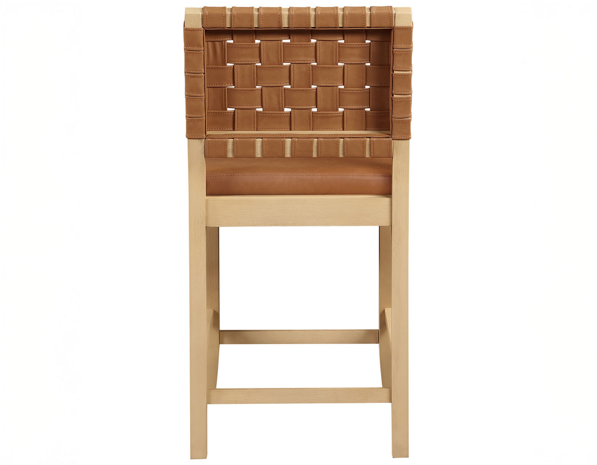 Reid Camel Vegan Leather 30″ Bar Stool, Sand Finish, Set of 2 from Steve Silver - Luna Furniture