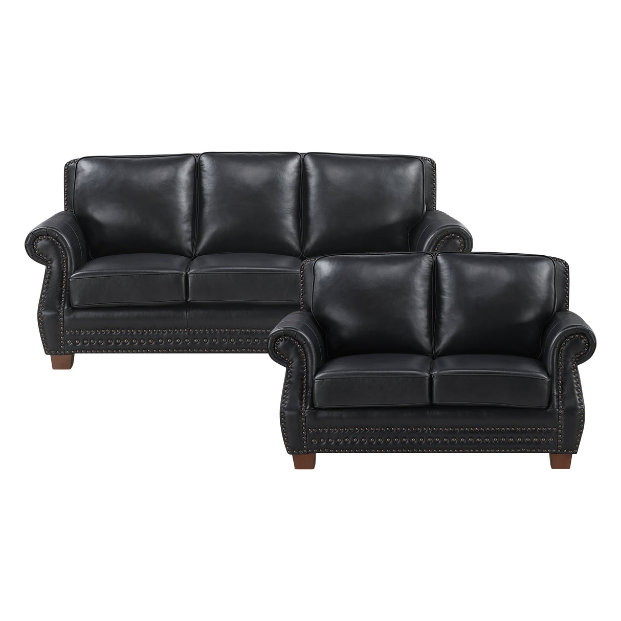 Remington Black 2-Piece Leather Living Room Set from Homelegance - Luna Furniture