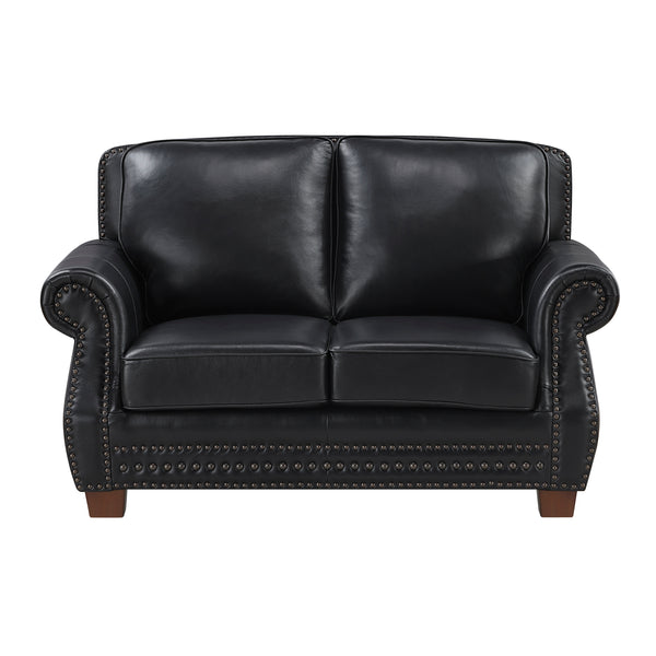 Remington Black Leather Loveseat