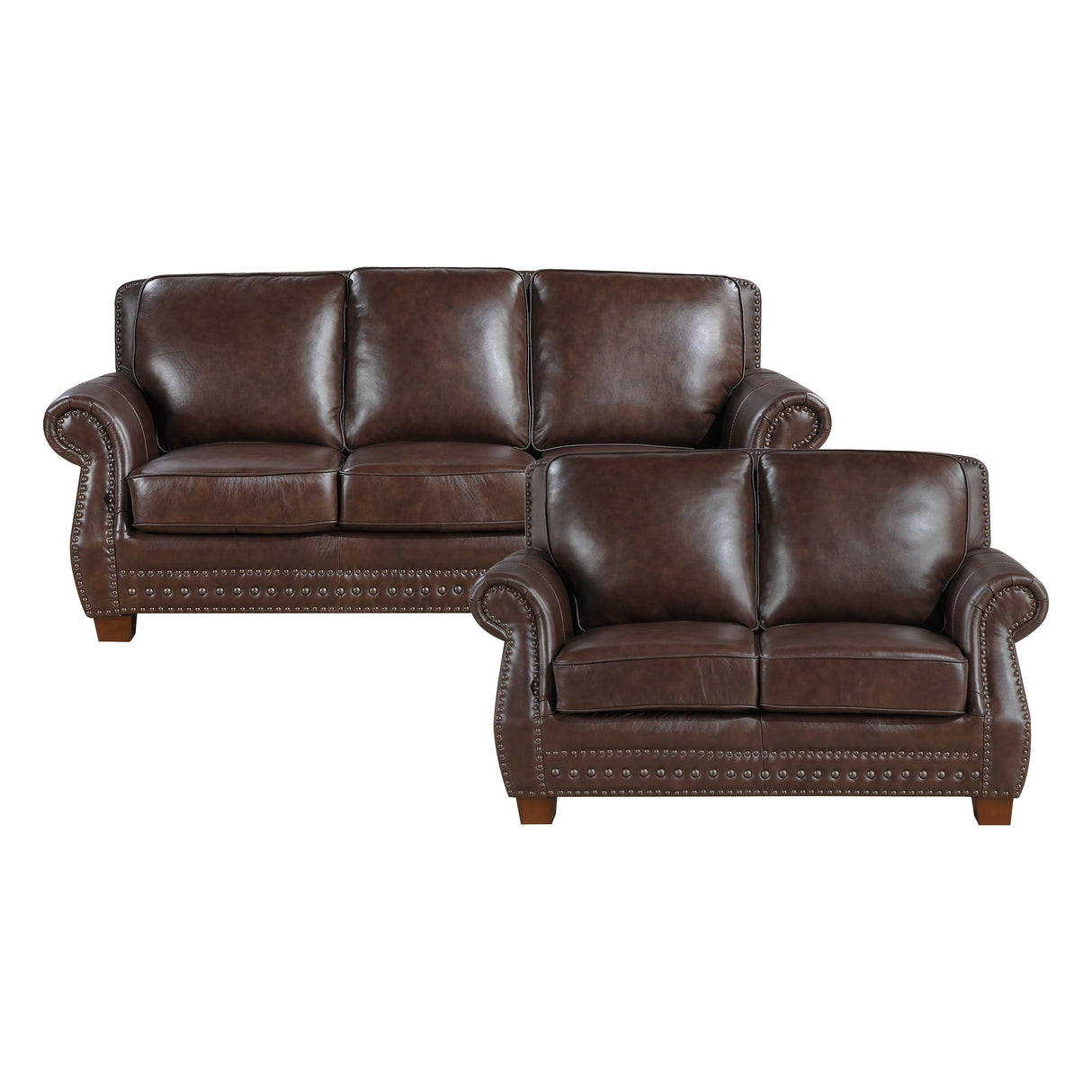 Remington Brown 2-Piece Leather Living Room Set from Homelegance - Luna Furniture