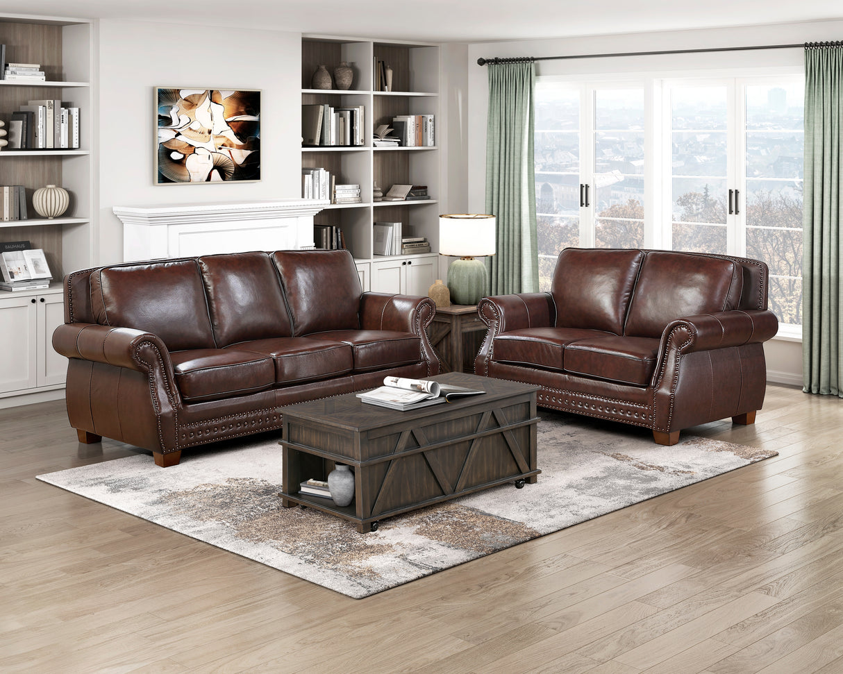 Remington Brown Leather Living Room Set from Homelegance - Luna Furniture