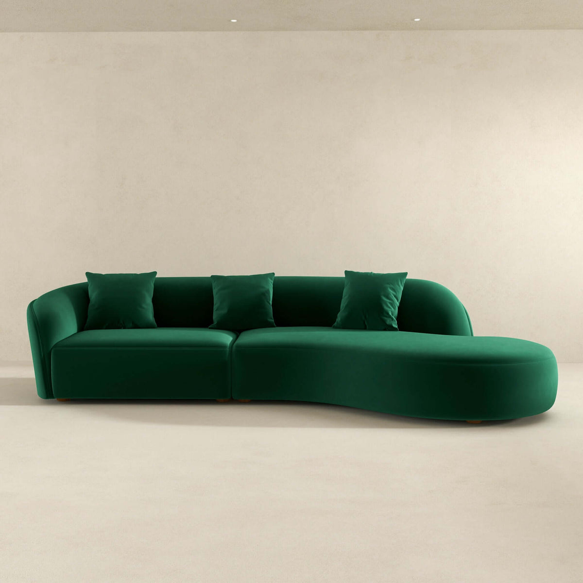 Elijah Dark Green Japandi Style Curvy Sectional Sofa 126" from Ashcroft Furniture - Luna Furniture