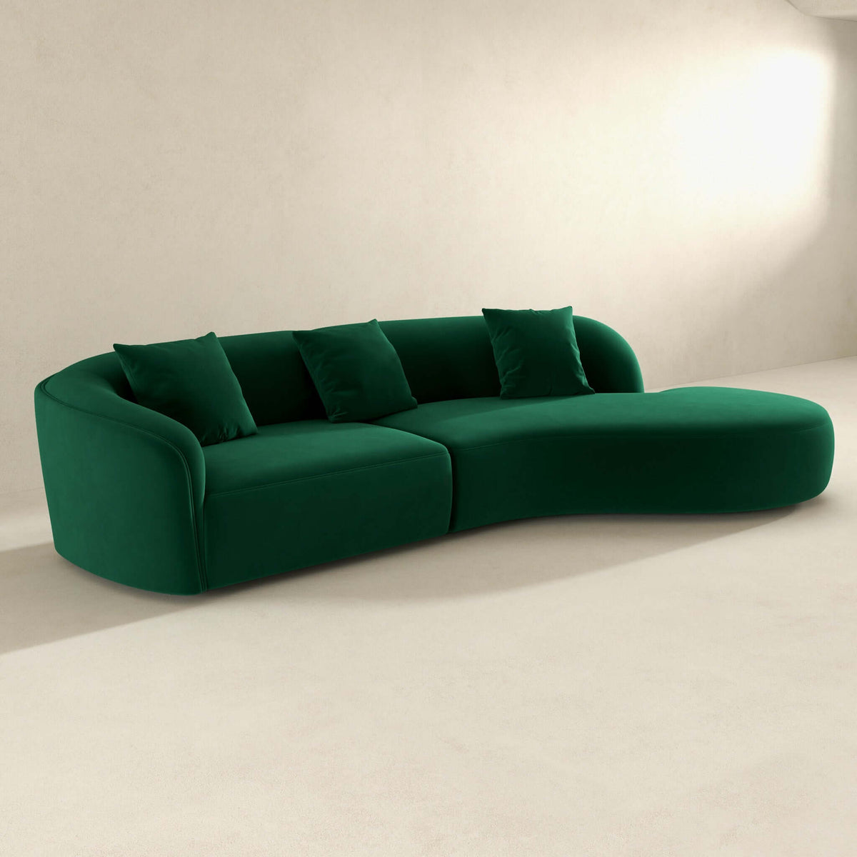Elijah Dark Green Japandi Style Curvy Sectional Sofa 126" from Ashcroft Furniture - Luna Furniture