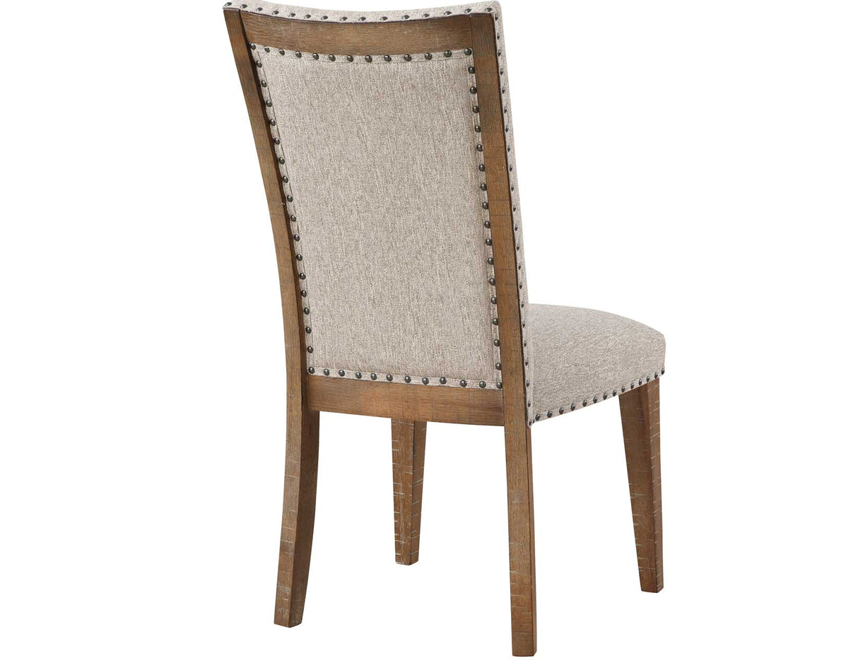Riverdale Oatmeal/Driftwood 7-Piece Upholstered Trestle Dining Set from Steve Silver - Luna Furniture