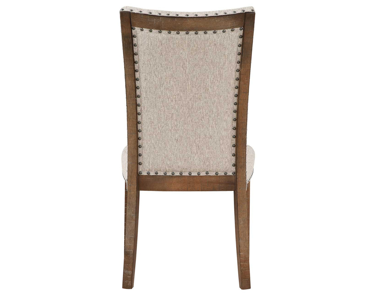 Riverdale Oatmeal/Driftwood 7-Piece Upholstered Trestle Dining Set from Steve Silver - Luna Furniture