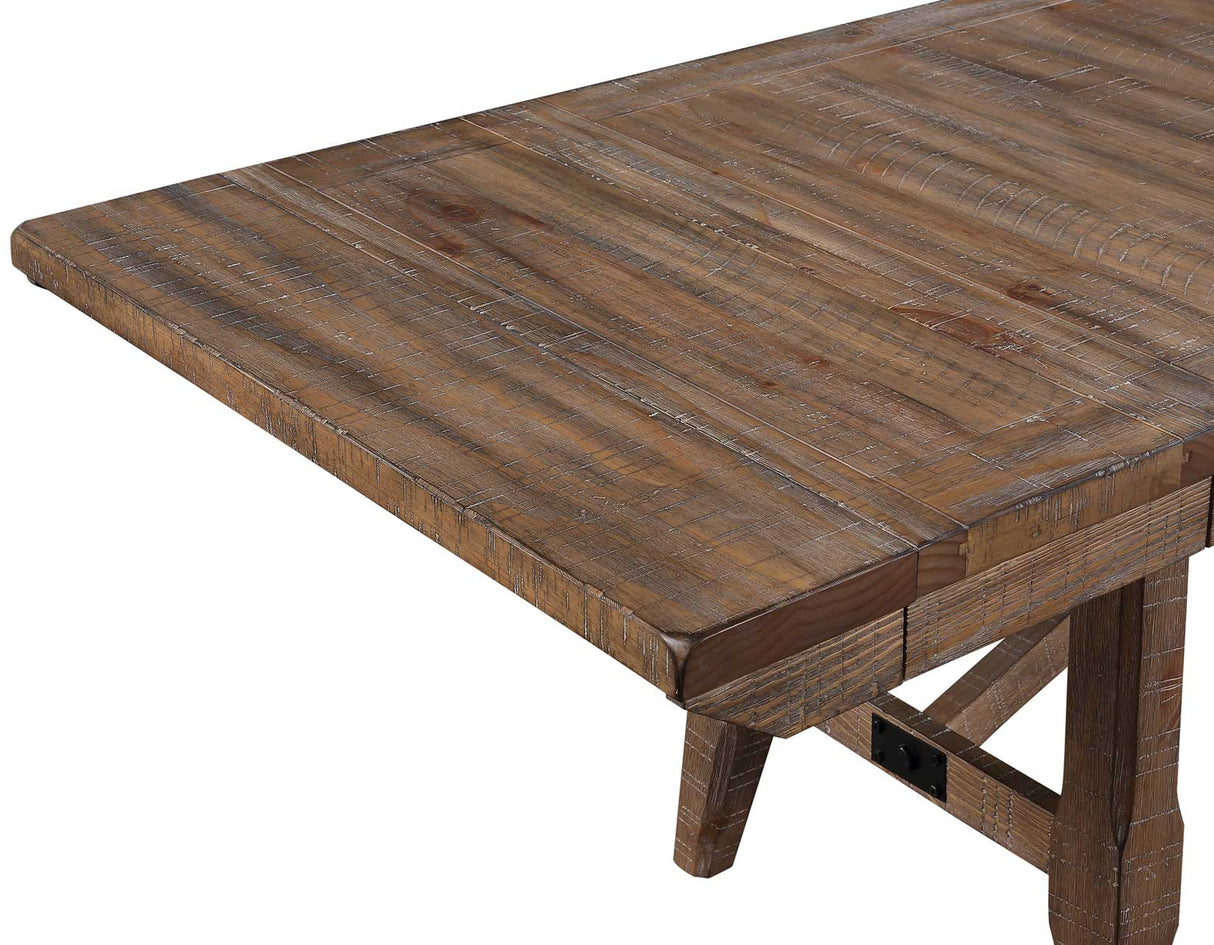 Riverdale Oatmeal/Driftwood 7-Piece Upholstered Trestle Dining Set from Steve Silver - Luna Furniture