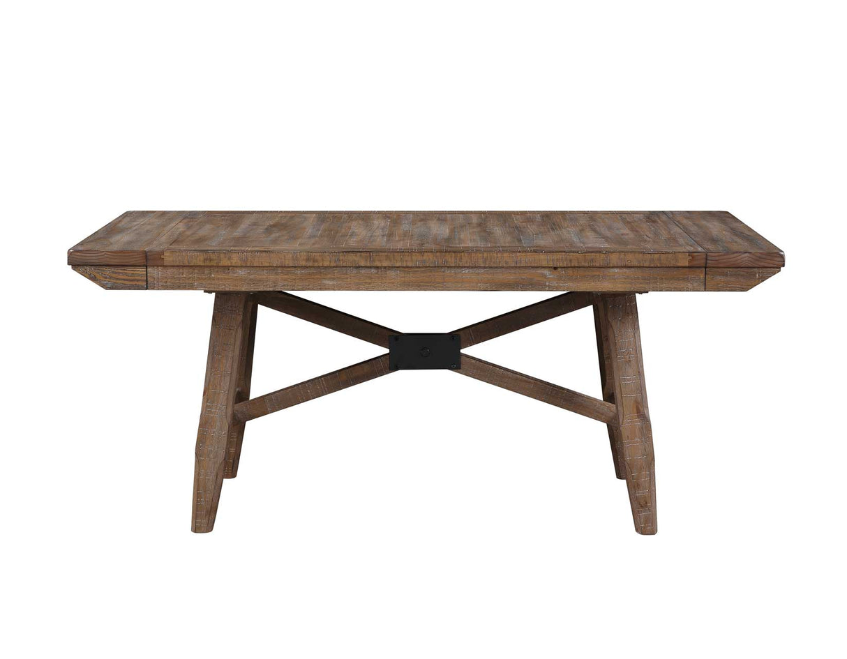 Riverdale Oatmeal/Driftwood 7-Piece Upholstered Trestle Dining Set from Steve Silver - Luna Furniture