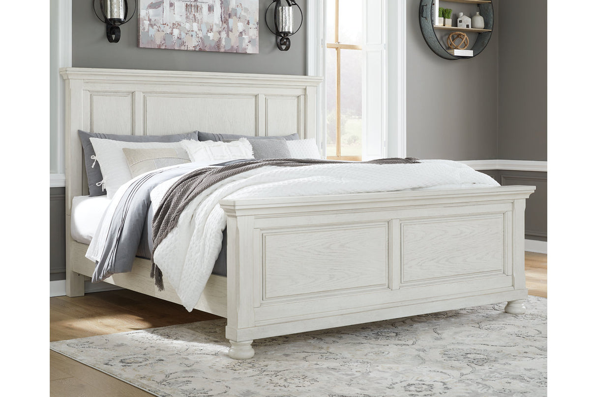 Robbinsdale Antique White California King Panel Bed from Ashley - Luna Furniture