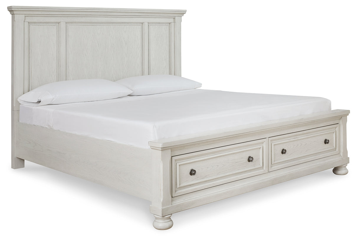 Robbinsdale Antique White King Storage Bed and 2 Nightstands from Ashley - Luna Furniture