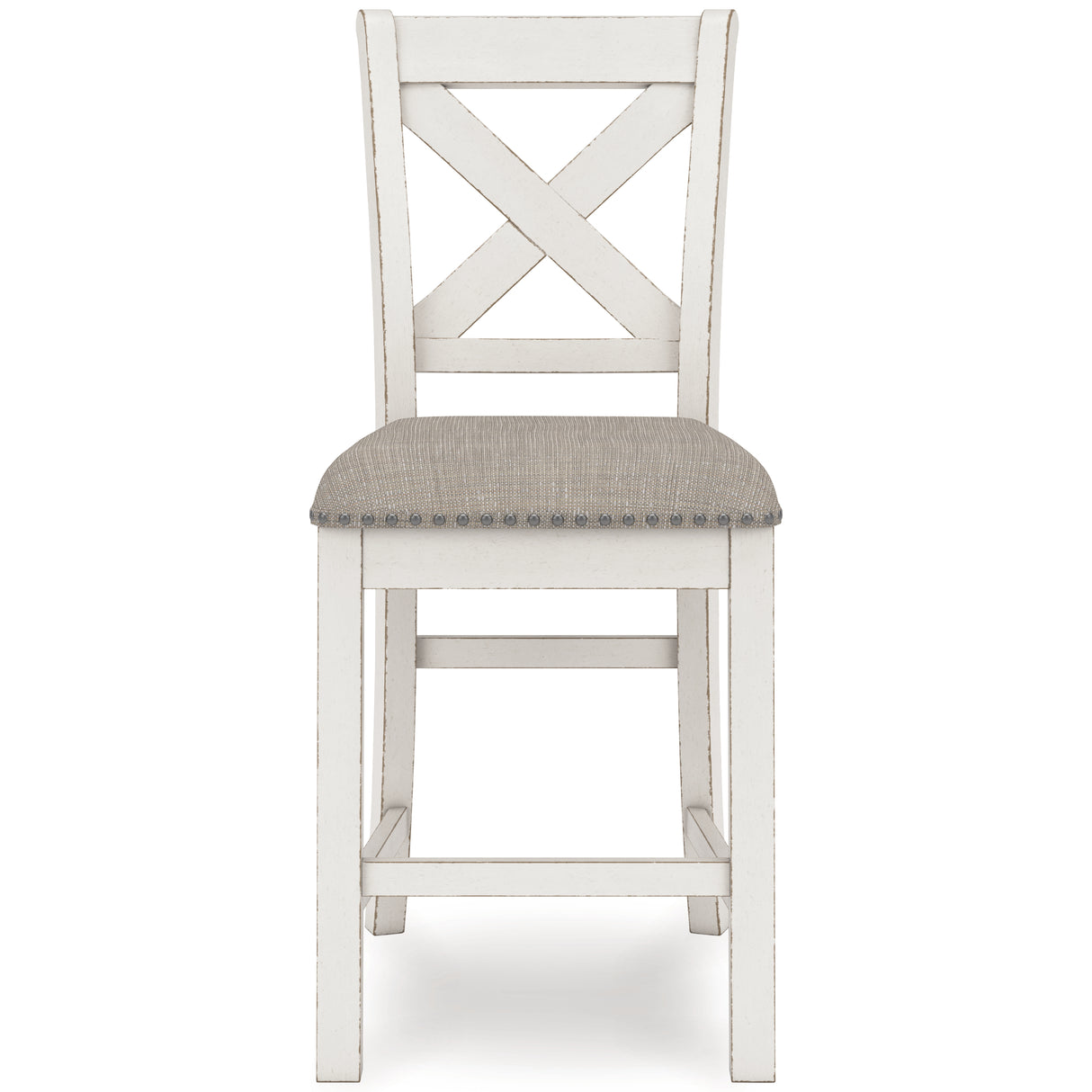 Robbinsdale Counter Height Dining Table and 6 Barstools in Antique White from Ashley - Luna Furniture