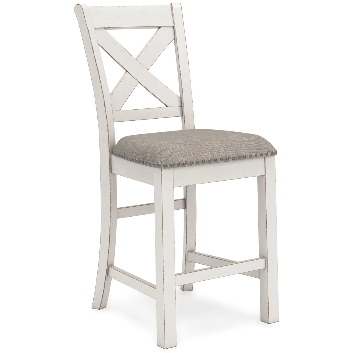 Robbinsdale Counter Height Dining Table and 6 Barstools in Antique White from Ashley - Luna Furniture