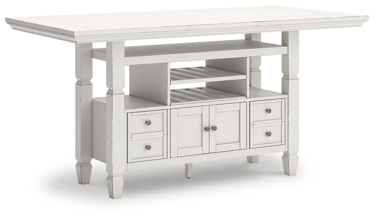 Robbinsdale Counter Height Dining Table and 6 Barstools in Antique White from Ashley - Luna Furniture