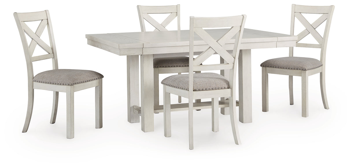 Robbinsdale Dining Table and 4 Chairs in Antique White from Ashley - Luna Furniture