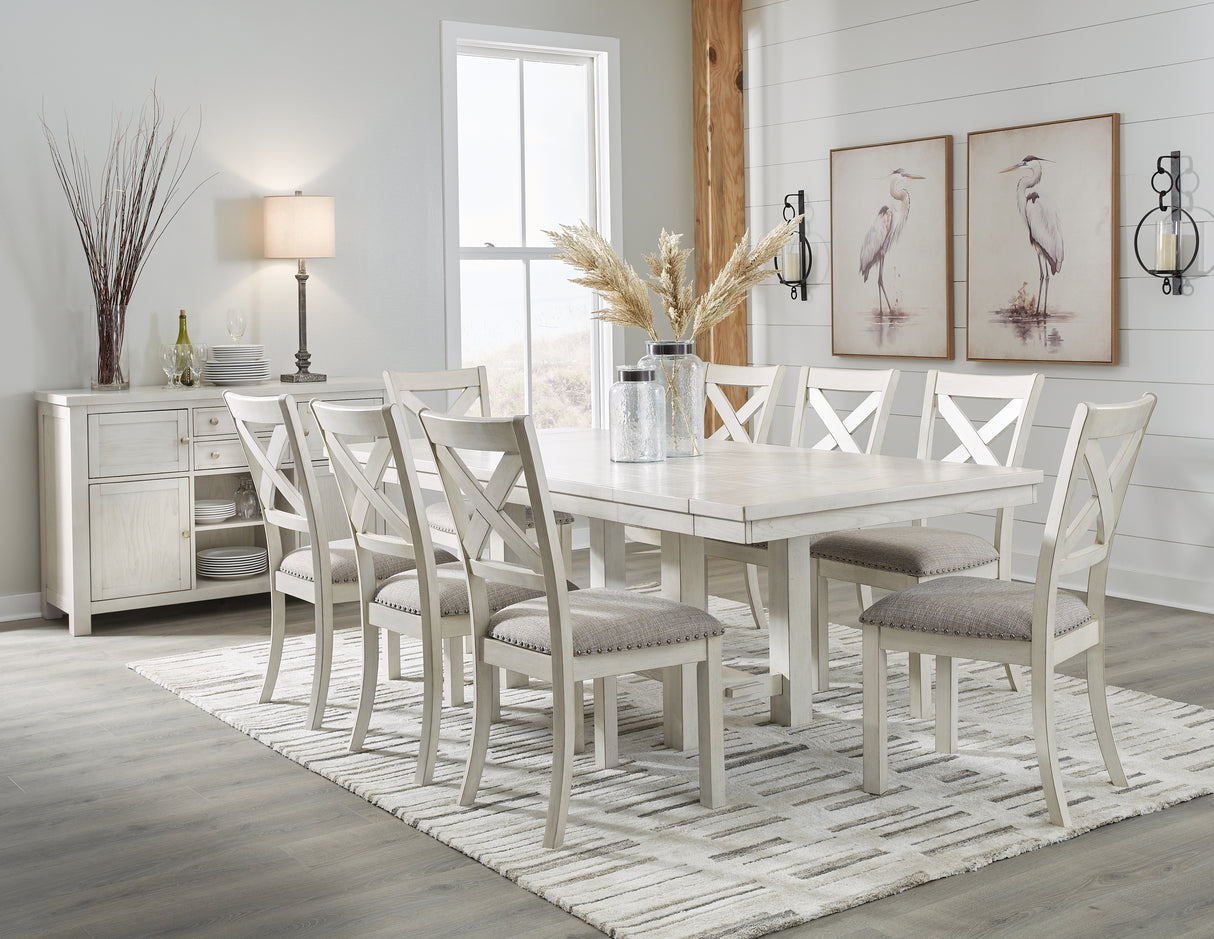 Robbinsdale Dining Table and 8 Chairs with Storage in Antique White from Ashley - Luna Furniture