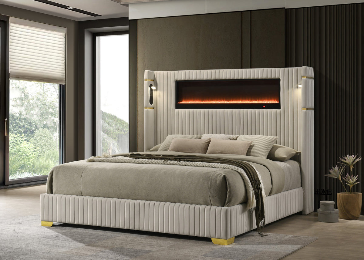 Romance Cream King Platform Bed from Happy Homes - Luna Furniture