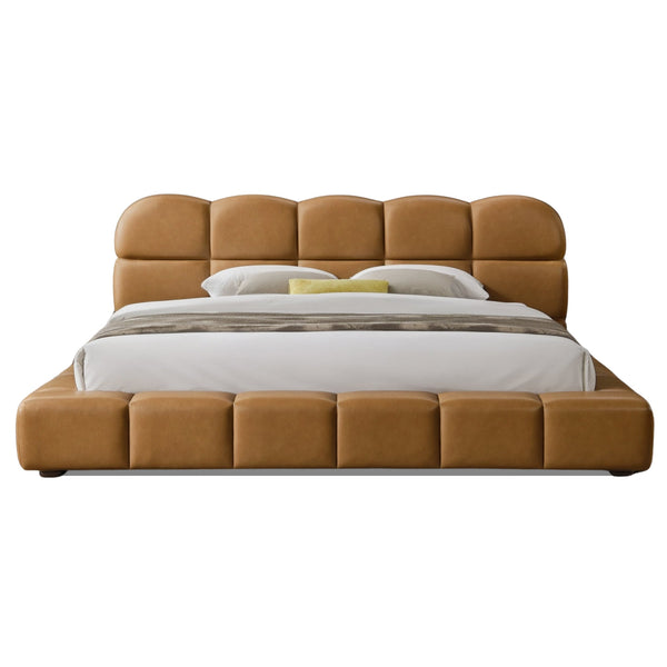 Roswell Brown Luxurious Vegan Leather King Platform Bed