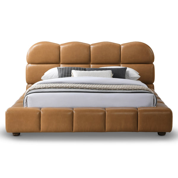 Roswell Brown Vegan Leather Upholstered Queen Platform Bed