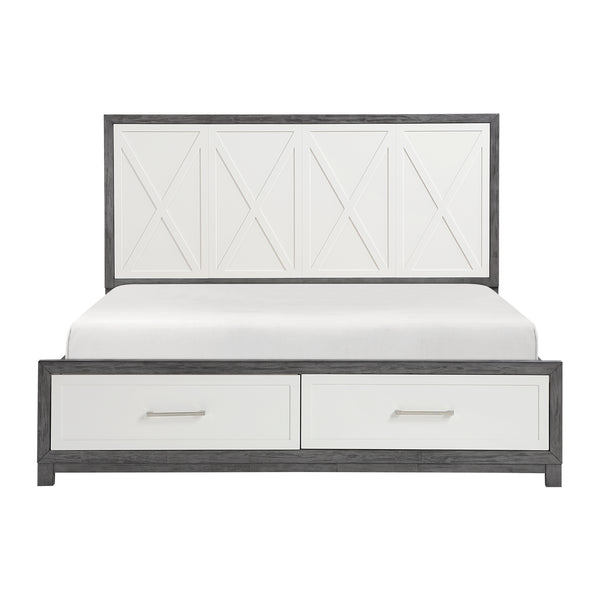 Rowan Ivory/Gray King Storage Platform Bed