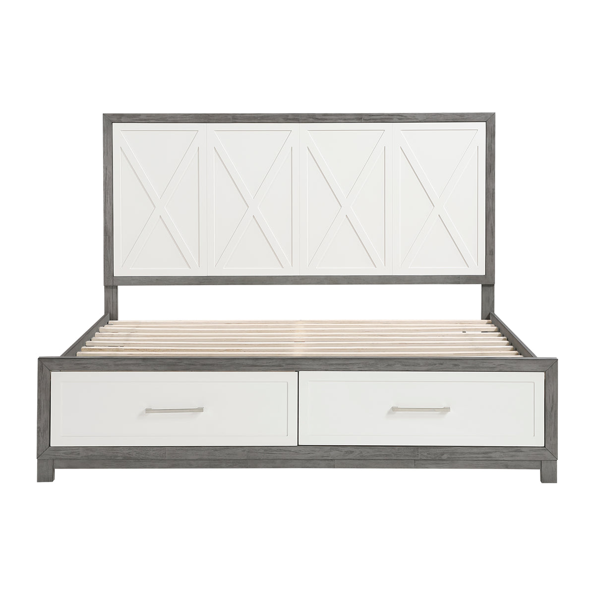 Rowan Ivory/Gray King Storage Platform Bed from Homelegance - Luna Furniture