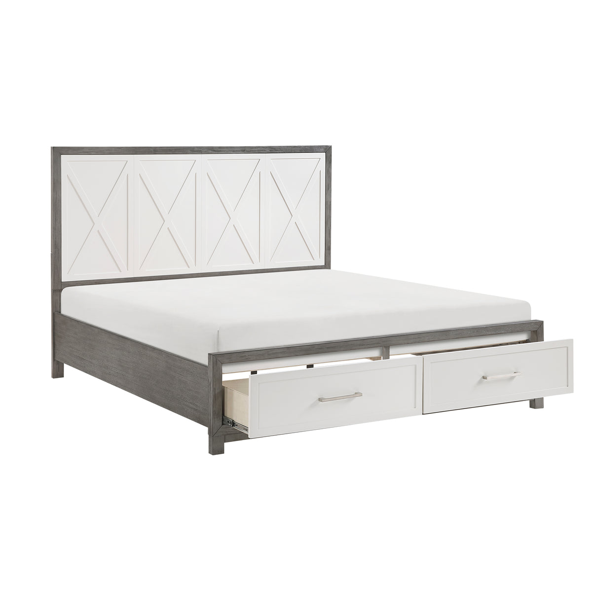 Rowan Ivory/Gray King Storage Platform Bed from Homelegance - Luna Furniture