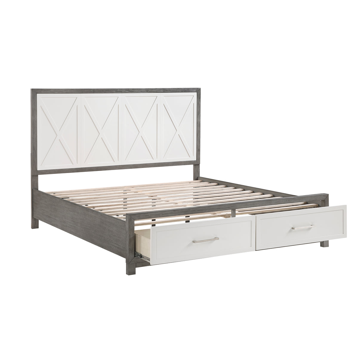 Rowan Ivory/Gray King Storage Platform Bed from Homelegance - Luna Furniture