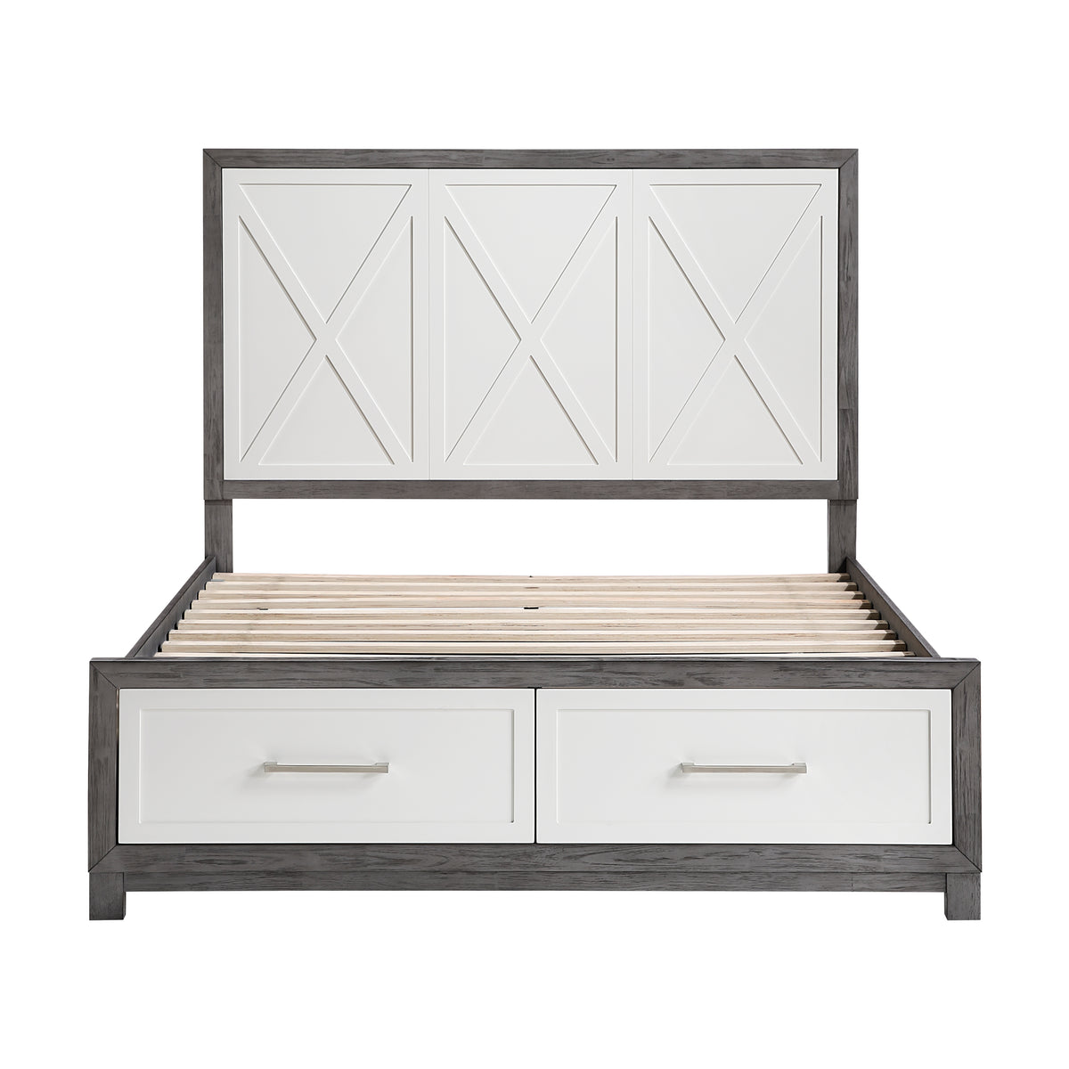 Rowan Ivory/Gray Queen Storage Platform Bed from Homelegance - Luna Furniture