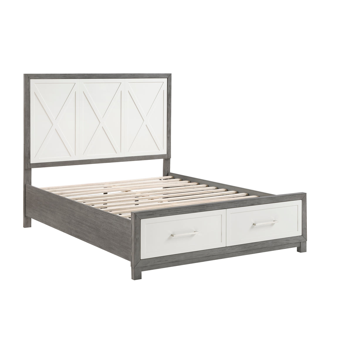 Rowan Ivory/Gray Queen Storage Platform Bed from Homelegance - Luna Furniture