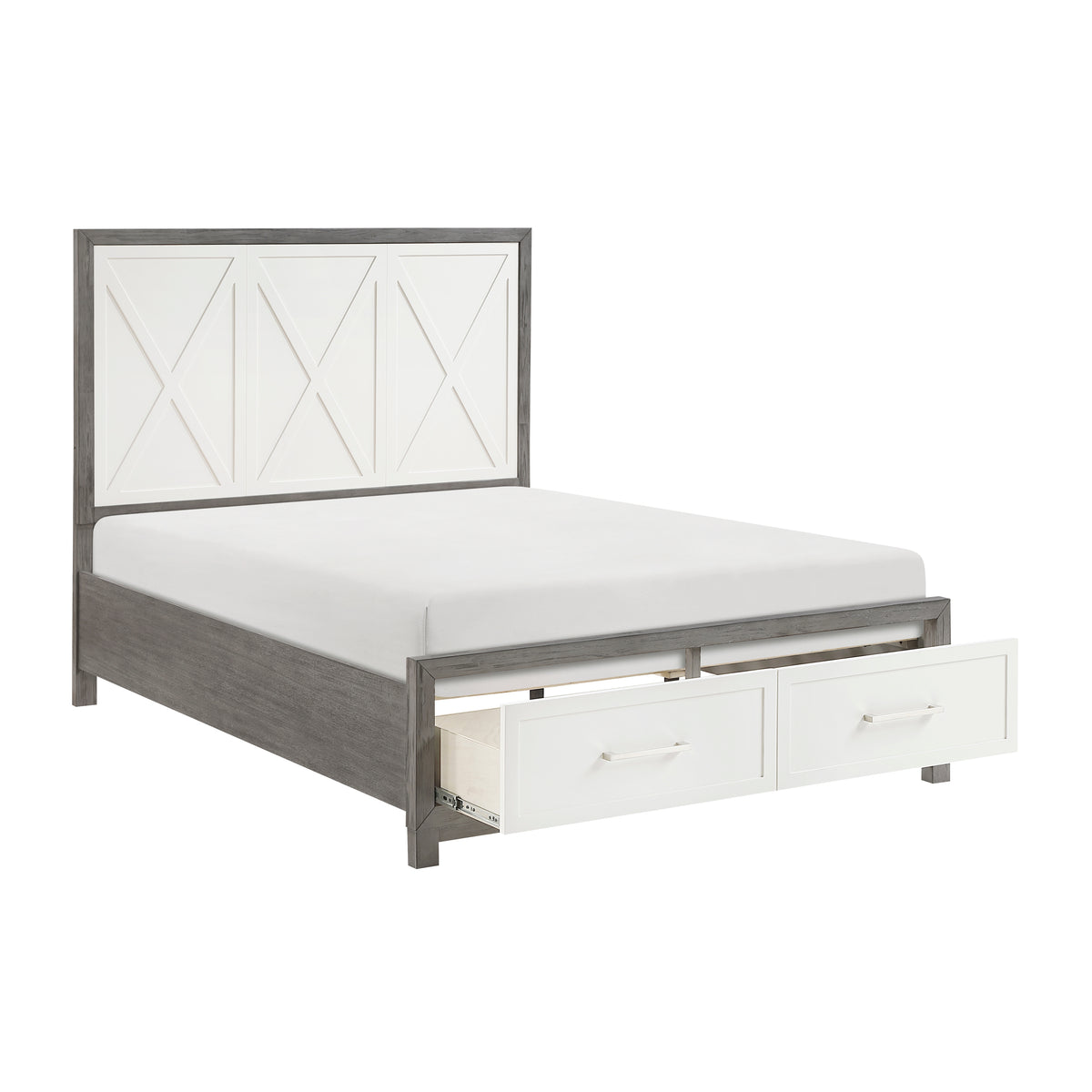 Rowan Ivory/Gray Queen Storage Platform Bed from Homelegance - Luna Furniture