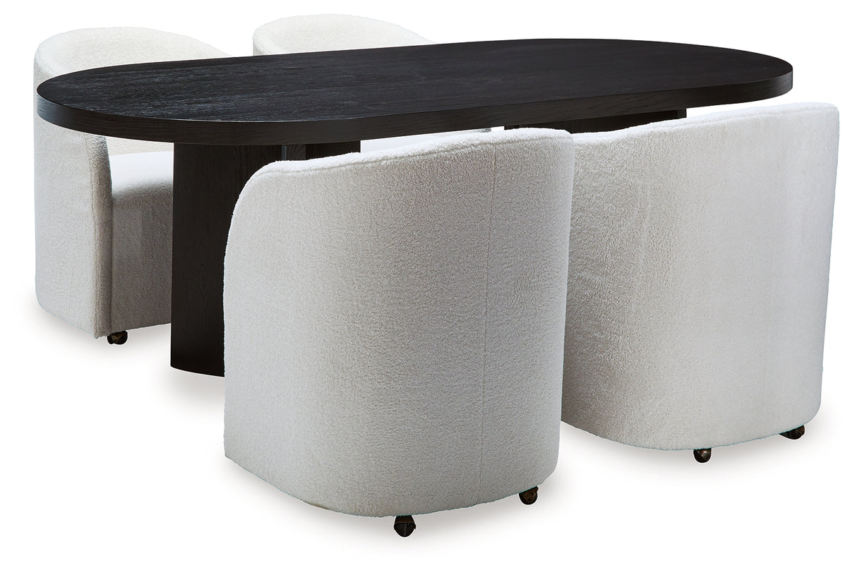 Rowanbeck Black Dining Table and 4 Chairs from Ashley Furniture - Luna Furniture