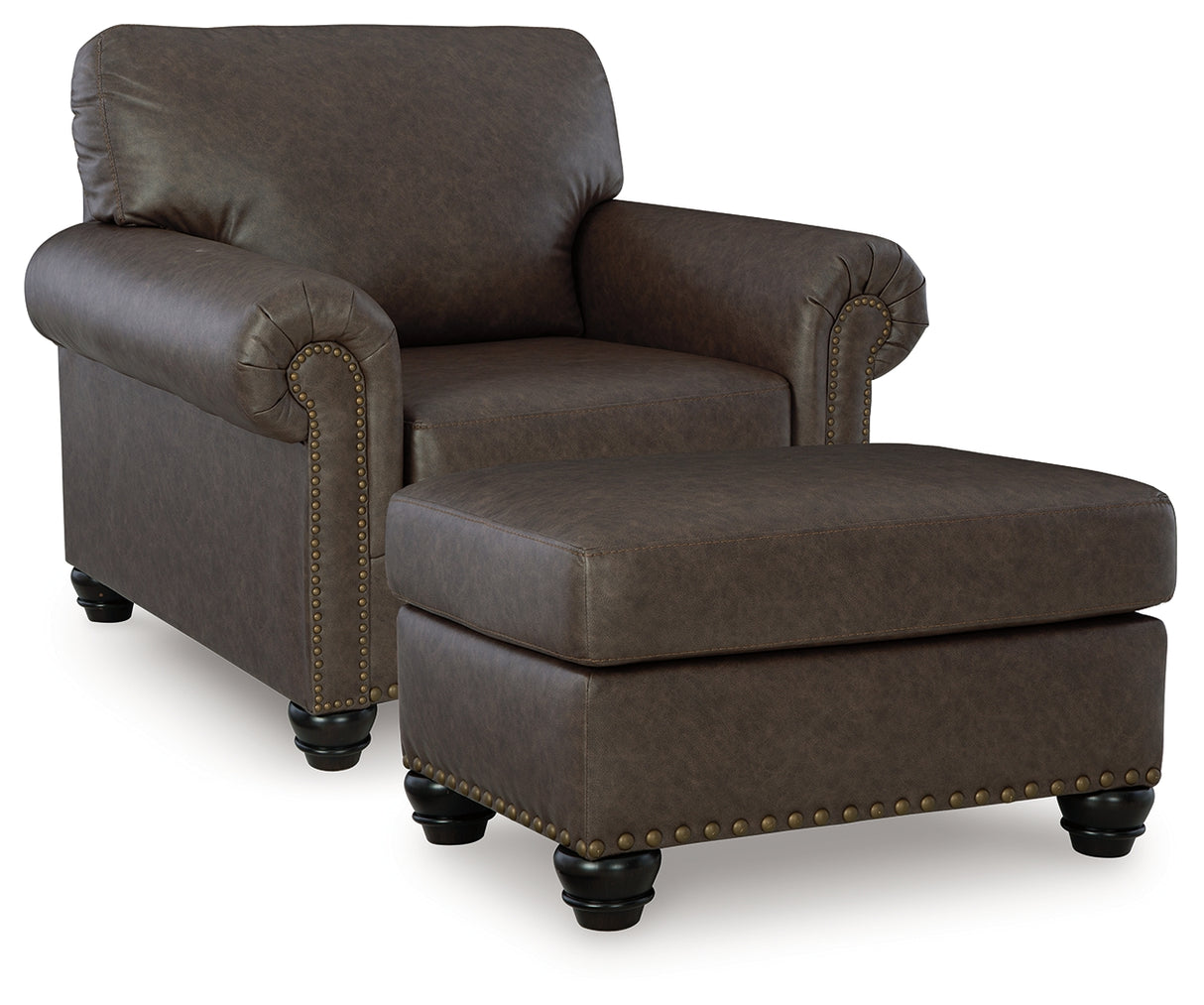 Roxmere Chair and Ottoman in Umber from Ashley - Luna Furniture