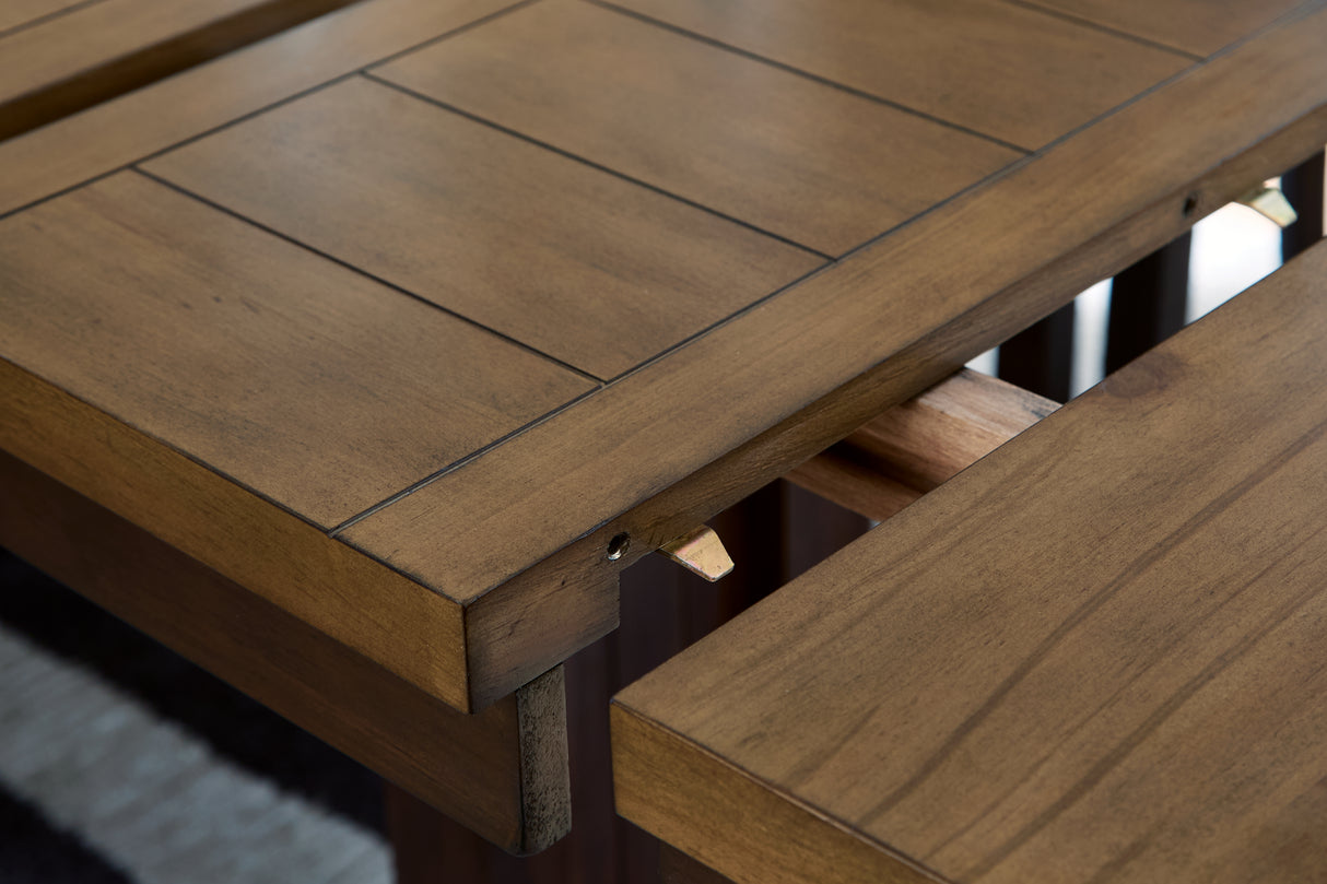 Rylandeen Counter Height Dining Table and 6 Barstools in Light Brown/Dark Brown from Ashley - Luna Furniture