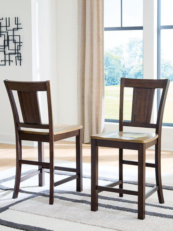 Rylandeen Light Brown/Dark Brown Counter Height Barstool, Set of 2
