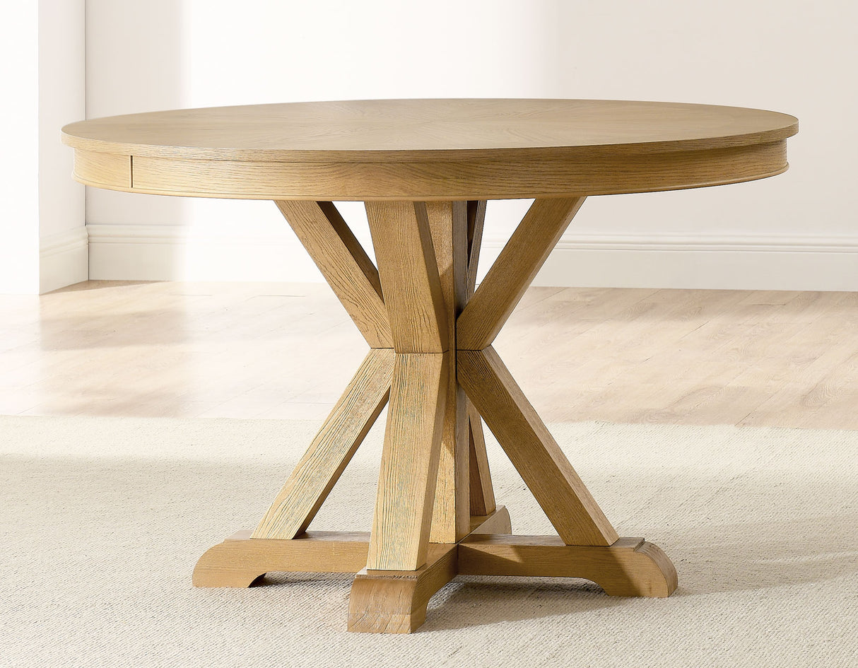 Rylie 48-inch Round Dining Table with Folding Game Top, Natural Finish from Steve Silver - Luna Furniture